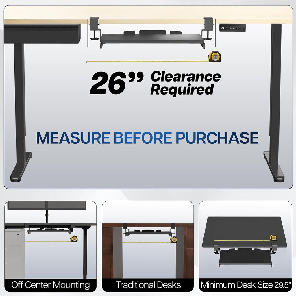 VIVO Small Clamp-on Computer Keyboard and Mouse Under Desk Slider Tray, 20 x 11 inch Pull Out Platform Drawer, Light Wood, MOUNT-KB05ES-A
