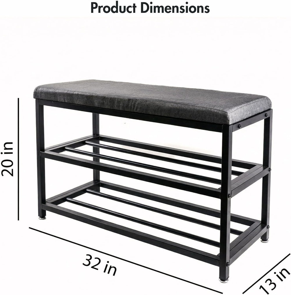 Luxe L 100% Faux Fur Shoe Storage Bench for Entryway, Compact Bench with Mult...