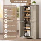 70" Tall Kitchen Pantry Cabinet with 4 Doors and Adjustable Shelves,Farmhouse Freestanding Storage Cabinet for Kitchen,Bathroom, Dining Room, Living Room,Gray