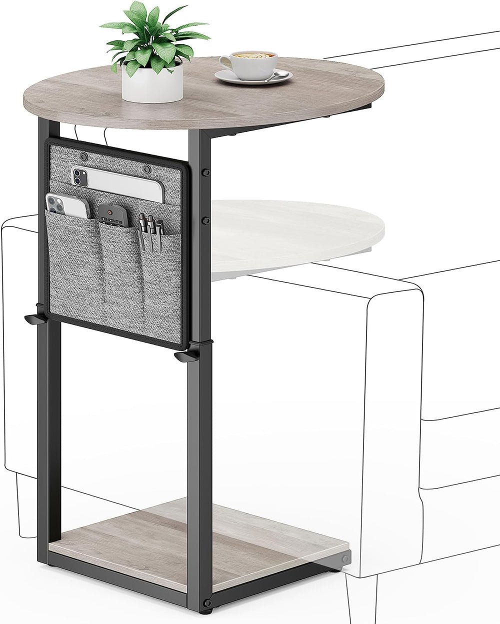Vagusicc C Shaped End Table, Adjustable Height Small Side Table for Couch and...