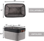 HNZIGE Storage Basket Bins(3 Pack) Large Collapsible Storage Baskets for Organizing Shelf Closet Bedroom, Perfect Storage Bin with Handles for Closet, Clothes, Toy?Black & Gray, 15" x 11" x 9.5")