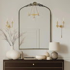 G-LEAF Vintage Baroque Mirror 24"X36", Victorian Antique Farmhouse Mantel Mirror with Black Brush Gold Ornate Metal Frame for Fireplace Entryway Living Room Hallway Bathroom