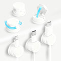 6pcs Magnetic Cord Organizer, 360° Swiveling Adhesive Cable Clips - Compact Cord Holder for Nightstand, Desk, Car, Kitchen & Home Office - Charger Holder Management Solution by MarLigavid (White)