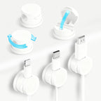 6pcs Magnetic Cord Organizer, 360° Swiveling Adhesive Cable Clips - Compact Cord Holder for Nightstand, Desk, Car, Kitchen & Home Office - Charger Holder Management Solution by MarLigavid (White)