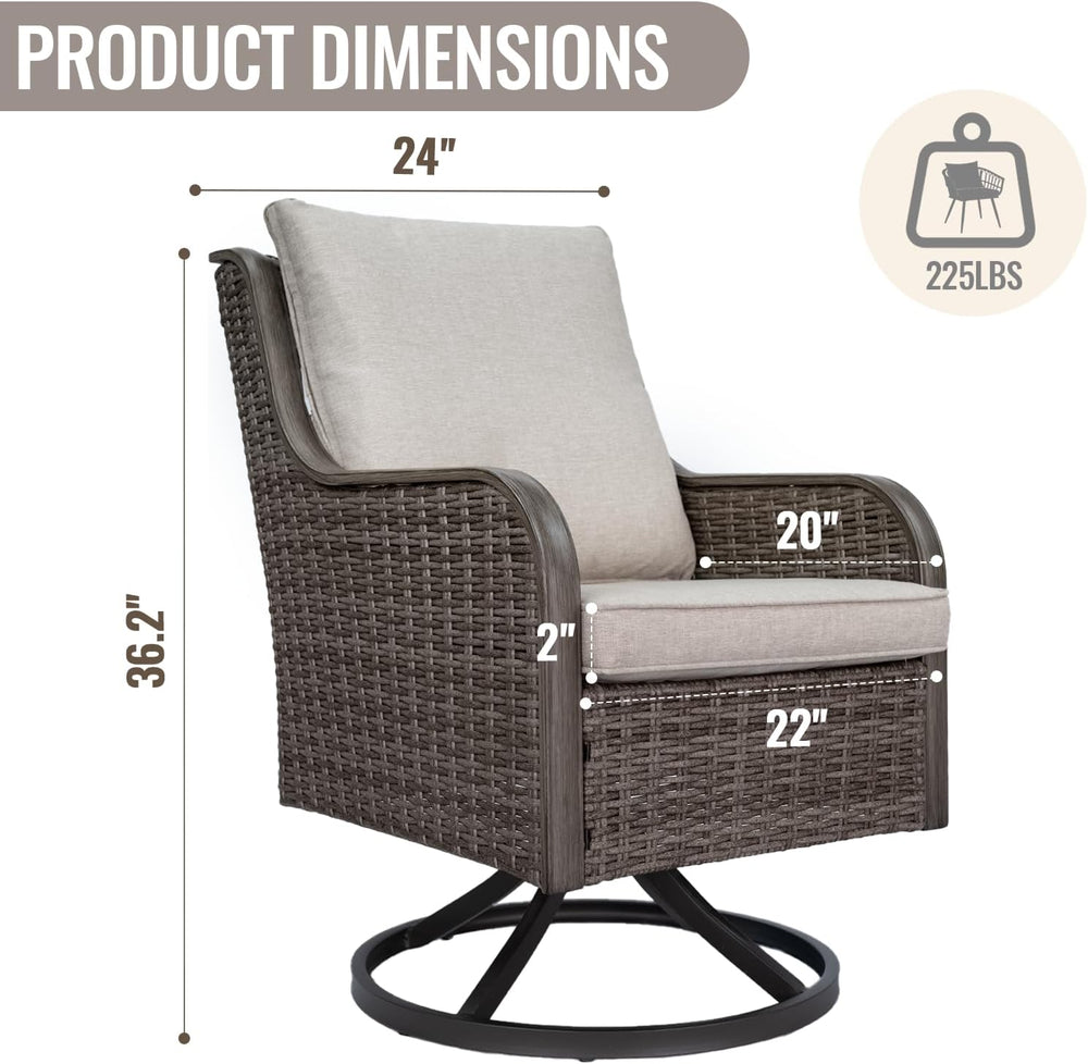 Loungewave Swivel PE Wicker Chair, Outdoor High Back Swivel Patio Chair, 360 ...
