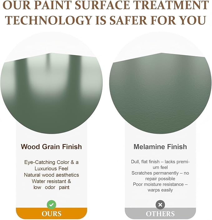 RoyalCraft 59" Buffet Cabinet with Storage, Vintage Sideboard with Adjustable Shelves & Carved Handle, Mid Century Modern Painted Credenza Coffee Bar for Kitchen, Dining Room, Forest Green