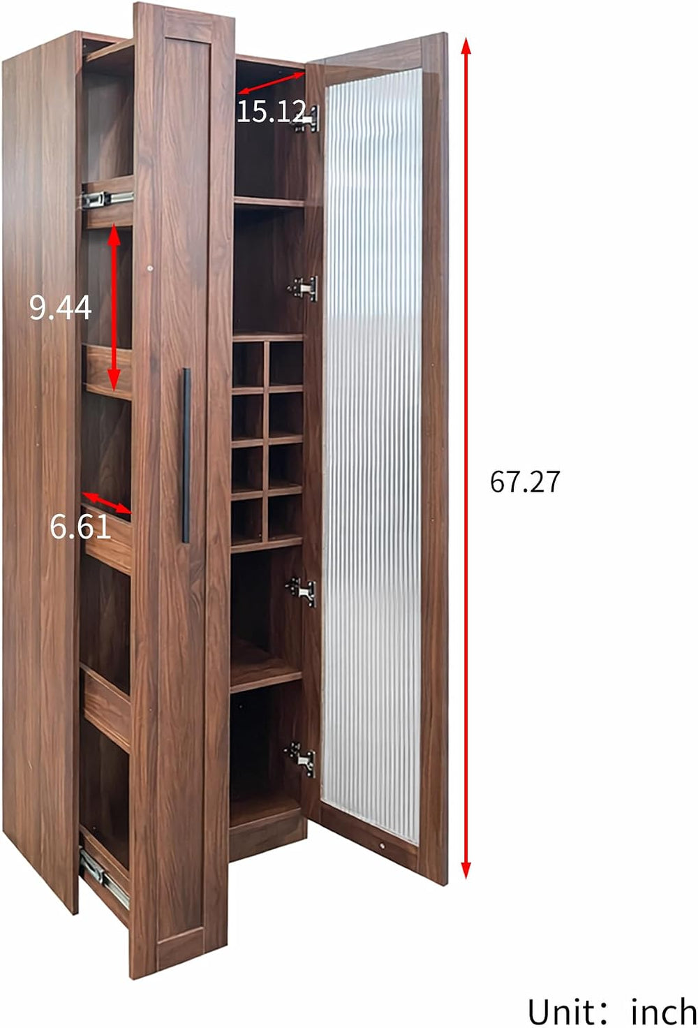 Kitchen Pantry Cabinet with Pull-Out 5-Tier Storage Shelf Space Saving Storag...