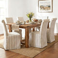 Upholstered Parsons Dining Chairs Set of 6 Slipcoverd Linen Fabric Kitchen Chairs with Removable Skirt, High Back Side Chairs with Solid Wood Legs for Dining/Living Room, Banquet, Khaki