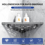 Shower Corner Shelf 304 Stainless Steel Shower Caddy 2 Tier Shower Organizer Niche Extra 6 Hangers Shelves 40 lbs Large Capacity Bathroom Storage for Inside Anti-Rust Drilling Installation(Silver)
