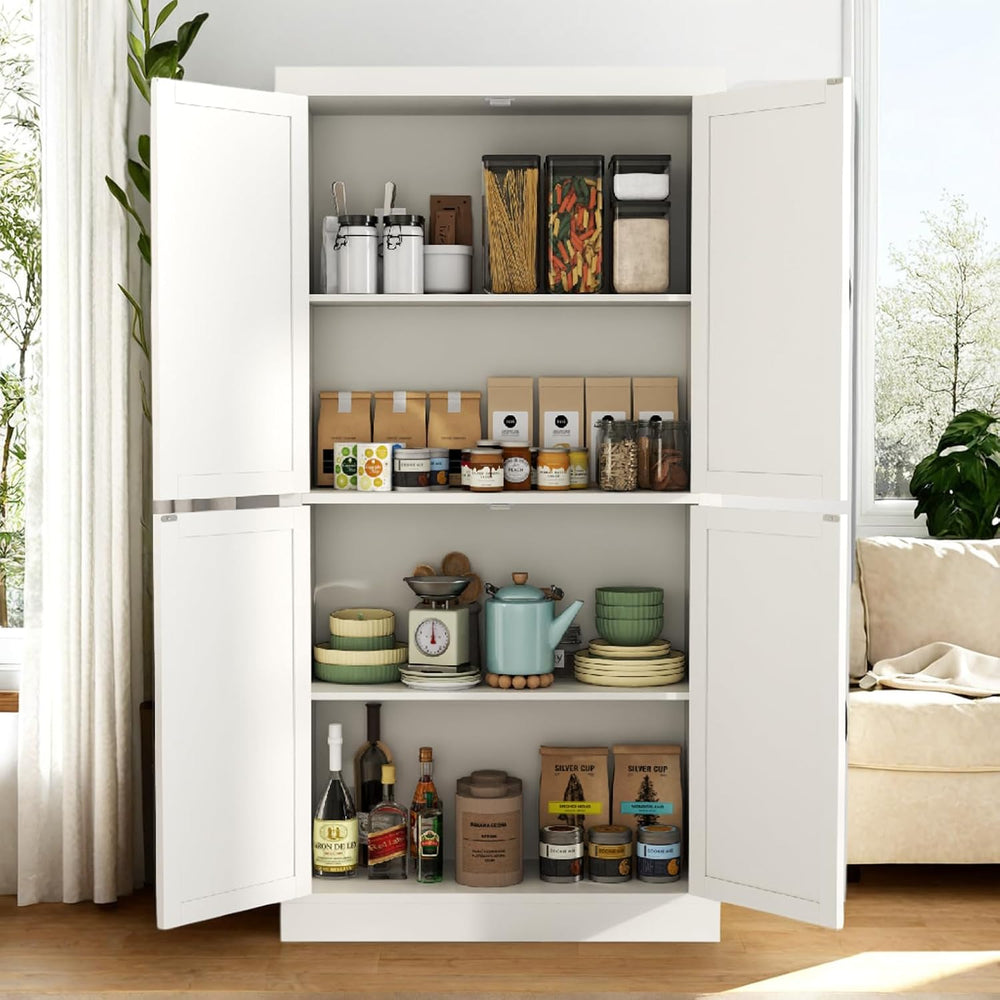 Gyfimoie 70" Tall Kitchen Pantry, Farmhouse Storage Cabinet with Barn Do...