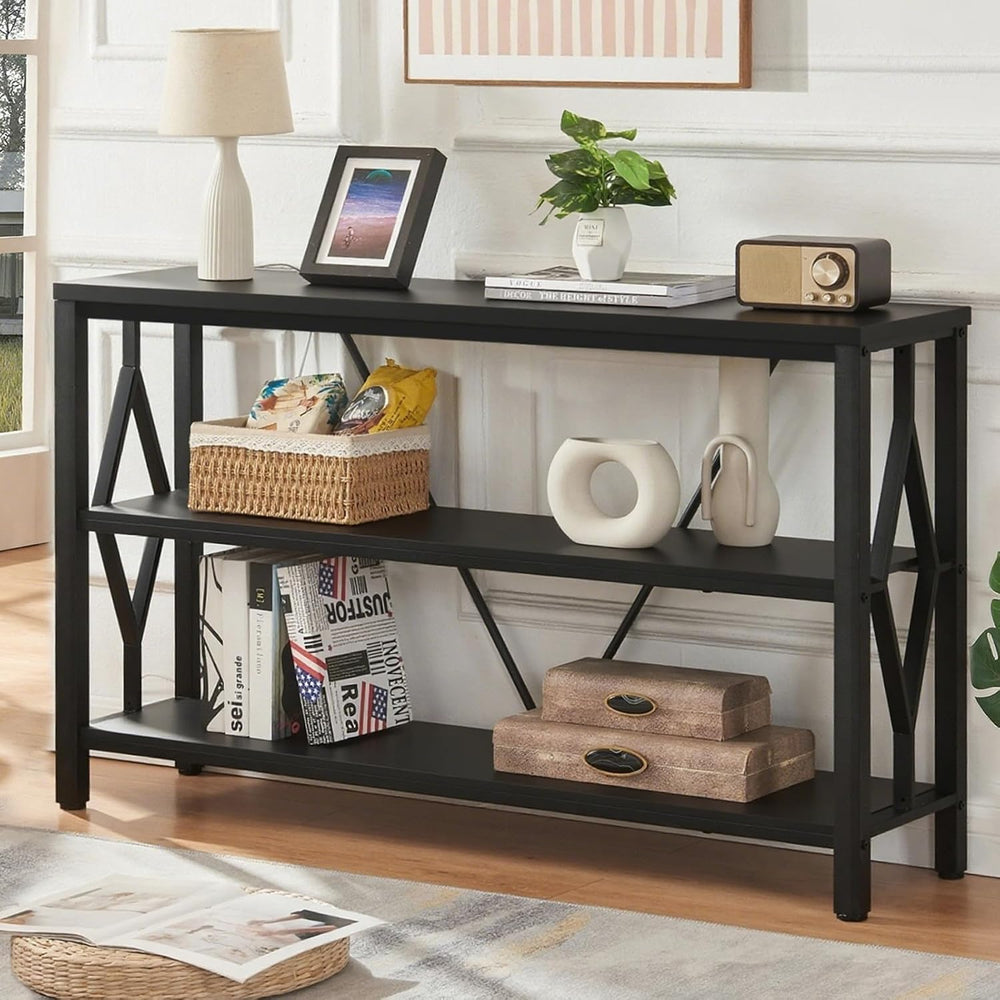HOMISSUE Sofa Console Table, Rustic Console Table with 3-Tier Storage, Engine...