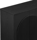 Yechen Fluted Black TV Stand with Arched Reeded Design Doors, Modern Entertainment Center with Storage for Up to 98", TV Media Console, TV Cabinet for Living Room, Bedroom(2 PCS)