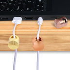 3 Sets Charger Holders for Cords, Adjustable Cable Anchor Holders, Adhesive Metal Cord Clips, Cable Management Wire Organizers for Desk, Office, Nightstand - Gold, Red Bronze, Rose Gold