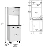 67" H Kitchen Pantry, Storage Cabinet with 2 Cabinets, 2 Open Shelves and 1 Drawer, White+Black, Easy to Maintain, for Dining Room