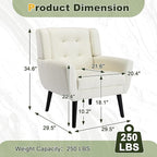 NicBex Modern Accent Chair for Living Room Upholstered Foam Filled Living Room Chairs with Metal Legs Linen Cozy Lounge Armchair for Living Room Bedroom,White