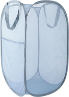Upgraded 100L Extra Large Collapsible Laundry Hampers. Pop Up Laundry Basket Mesh with Pocket, Fold Compact, Large Hold Portable Travel Laundry Bag for Dorm Storage Bin, Grey. V