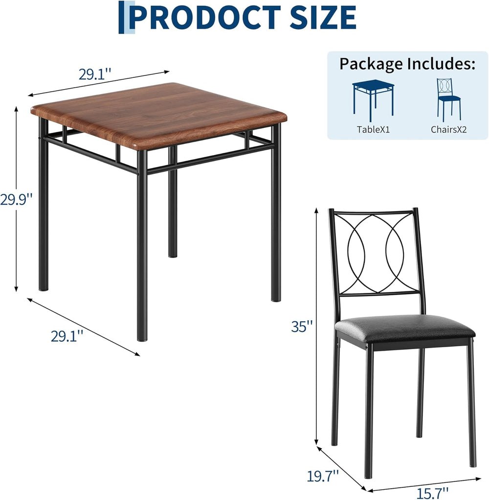 Garvee Dining Table Set for 2, Small Kitchen Table with Upholstered Chairs | ...