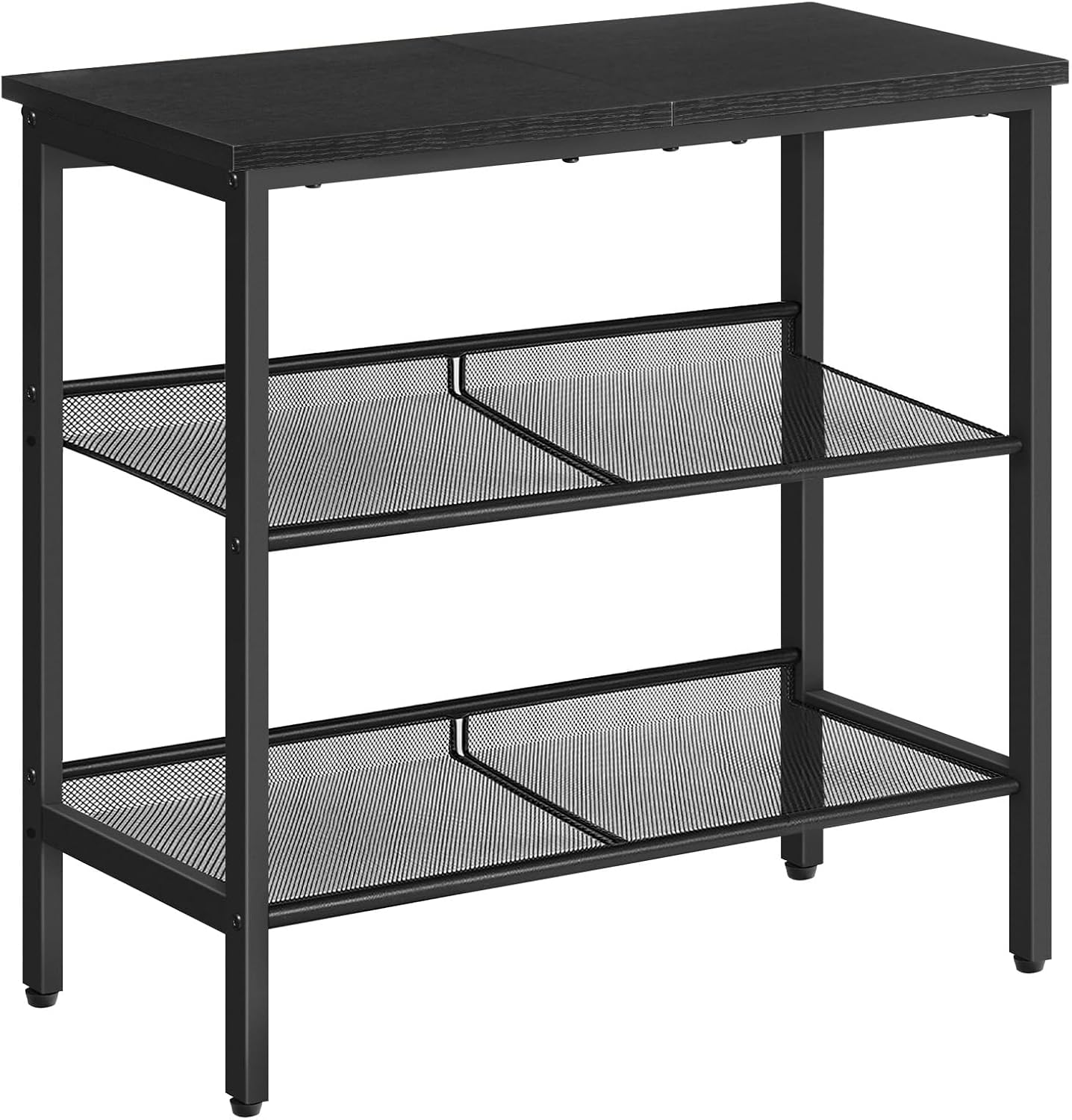 HOOBRO Black Side Table, 3-Tier Metal Side Table, Small Black Table with 2 Flat or Slant Adjustable Shelves for Small Spaces, Hallway, Living Room, Bedroom, Sturdy, Easy Assembly, Black BB23BZ01G1