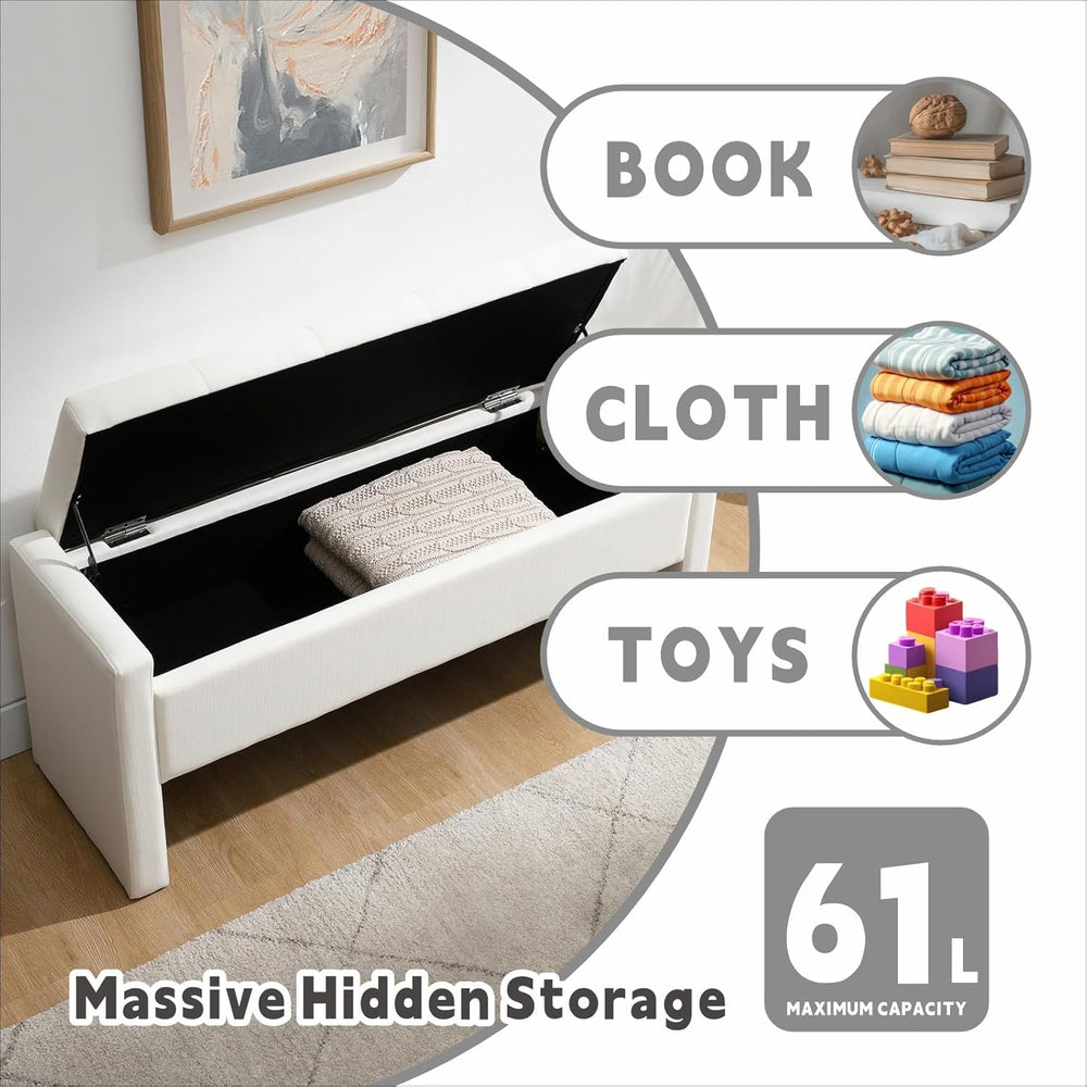47.25'' Ottoman with Storage, End of Bed Storage Bench, Entryway Benc...