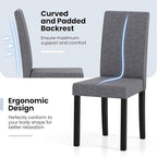 Giantex Upholstered Dining Chair Set of 4, Mid Century Modern Fabric Kitchen Chairs with Rubber Wood Legs, Thick Padded Seat, High Back, Side Armless Chairs for Living Dining Room (Dark Gray)