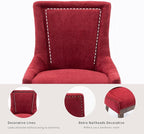 Burgundy Dining Chairs Set of 8, Kitchen & Dining Room Chairs, Fabric Upholstered Dinning Chairs, Sillas De Comedor, Nailhead Trim, Wood Legs (Red, 8 Pcs)