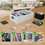 NUMINA 3 Pack CD Storage Boxes, Holds 240 CDs Total (80 Each) with Lift-Off Lid, Heavy Duty Cardboard CD Organizer with 4 Sections for Jewel Cases, CD Collection & Media Storage