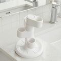 2-Pack 360° Rotating Toothbrush Organizer with Non-Slip Base, Bathroom Countertop Holder for Razors, Makeup Brushes and Toothbrush Storage, Compact Space-Saving Stand White