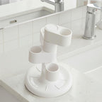 2-Pack 360° Rotating Toothbrush Organizer with Non-Slip Base, Bathroom Countertop Holder for Razors, Makeup Brushes and Toothbrush Storage, Compact Space-Saving Stand White