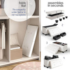 STORAGEBUD Storage Ottoman Bench with Bins, 30-in Storage Bench for Bedroom End of Bed, Folding Foot Rest Ottoman for Living Room Max 660lbs, Faux Leather Ottomans, Cream