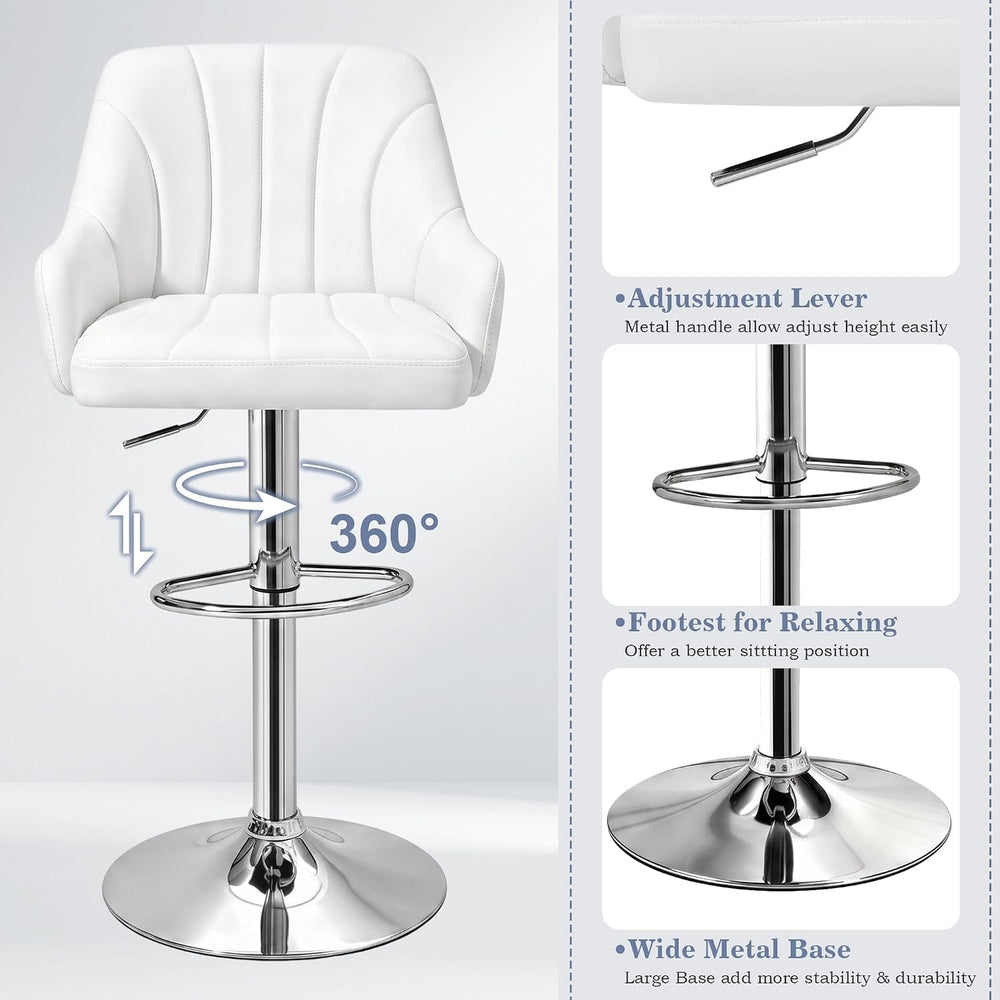 VECELO Bar Stools Set of 2, Adjustable Barstools, Counter Height Stools with ...