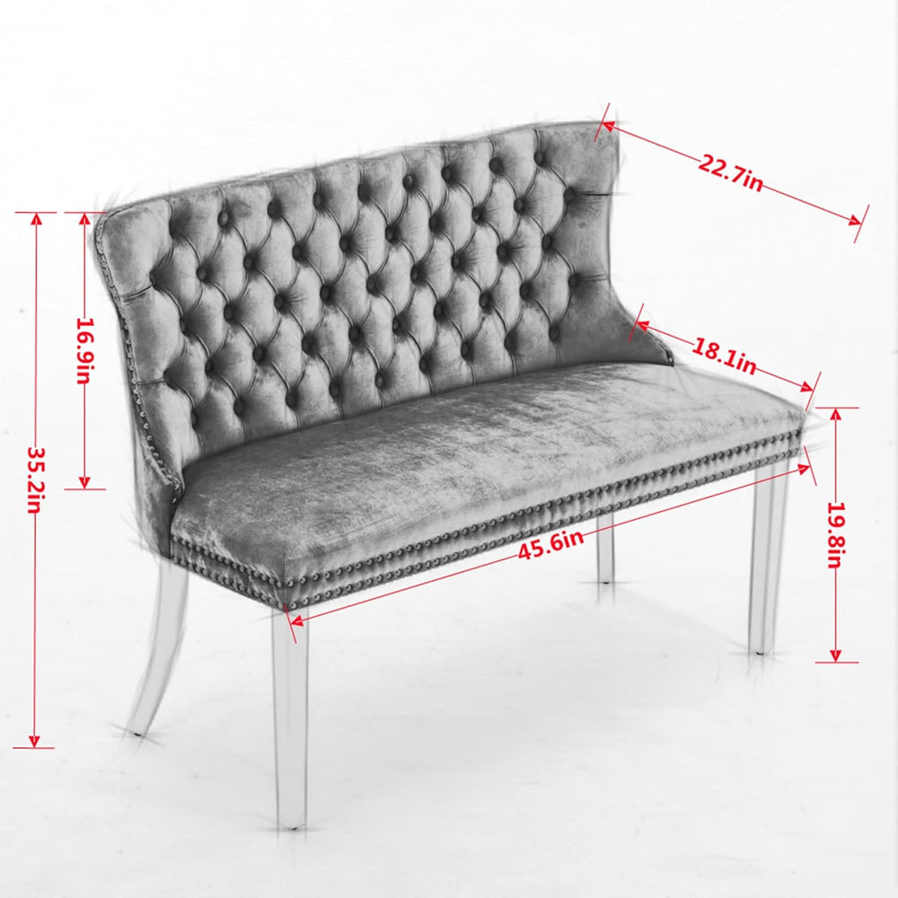 Modern Loveseat Settee Bench Sofa Couch, 46" Dining Bench with Wing Back...