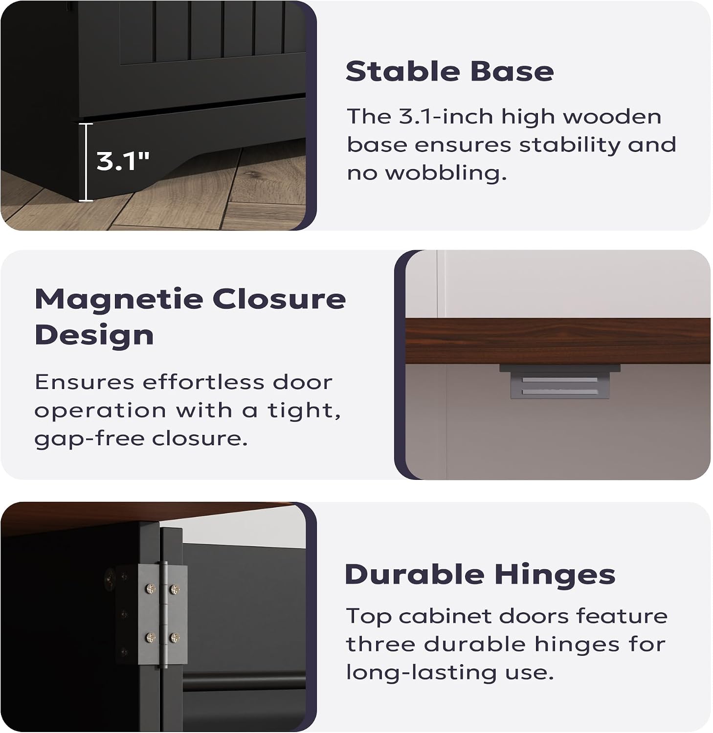 Furnify 72" Tall Kitchen Pantry Cabinet with Door Organizer, Black | Farmhouse Rustic Tall Buffet Cabinet with Adjustable Shelves, Freestanding Storage Cupboard for Kitchen Dining Room Bathroom