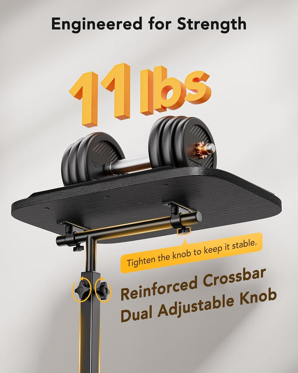 HUANUO TV Tray with Height Adjustment, 360° Swivel, 90° Tilt, Black | 19&quot...