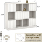 iPormis 12 Cube Bookcase with 6 Fluted Sliding Doors, 3 Tier Wooden Bookshelf, 47.2” Freestanding Cube Storage Organizer for Living Room, Office, Bedroom, Semi-Open Bookshelves, White