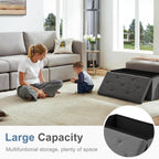 Sweetcrispy 30in Foldable Storage Ottoman Bench, End of Bed Foot Rest Stools Ottoman Storage Chest with Padded Seat for Bedroom, Living Room, Holds up to 660 lb, Modern Grey