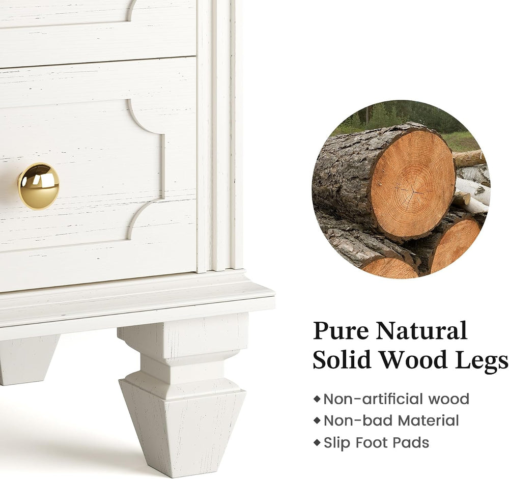 FREDEES 28'' Large Night Stand with Charging Station & LED Light ...