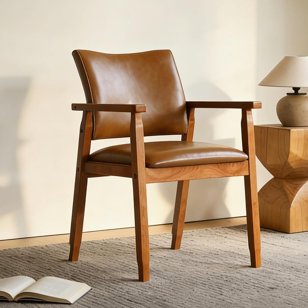 NOBPEINT Mid-Century Modern Dining Chairs with Armrest Set of 1, PU Leather U...