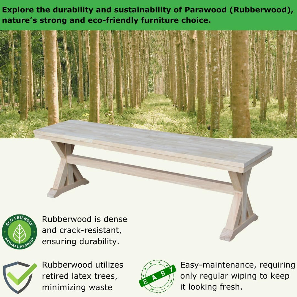 IC International Concepts, Canyon Collection Solid Bench, Solid Real Wood, St...