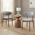 Dining Room Chairs Set of 2, Upholstered Farmhouse Dining Chairs, Modern Fabric Kitchen Chairs with Solid Wood Leg,Light Grey