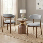Dining Room Chairs Set of 2, Upholstered Farmhouse Dining Chairs, Modern Fabric Kitchen Chairs with Solid Wood Leg,Light Grey