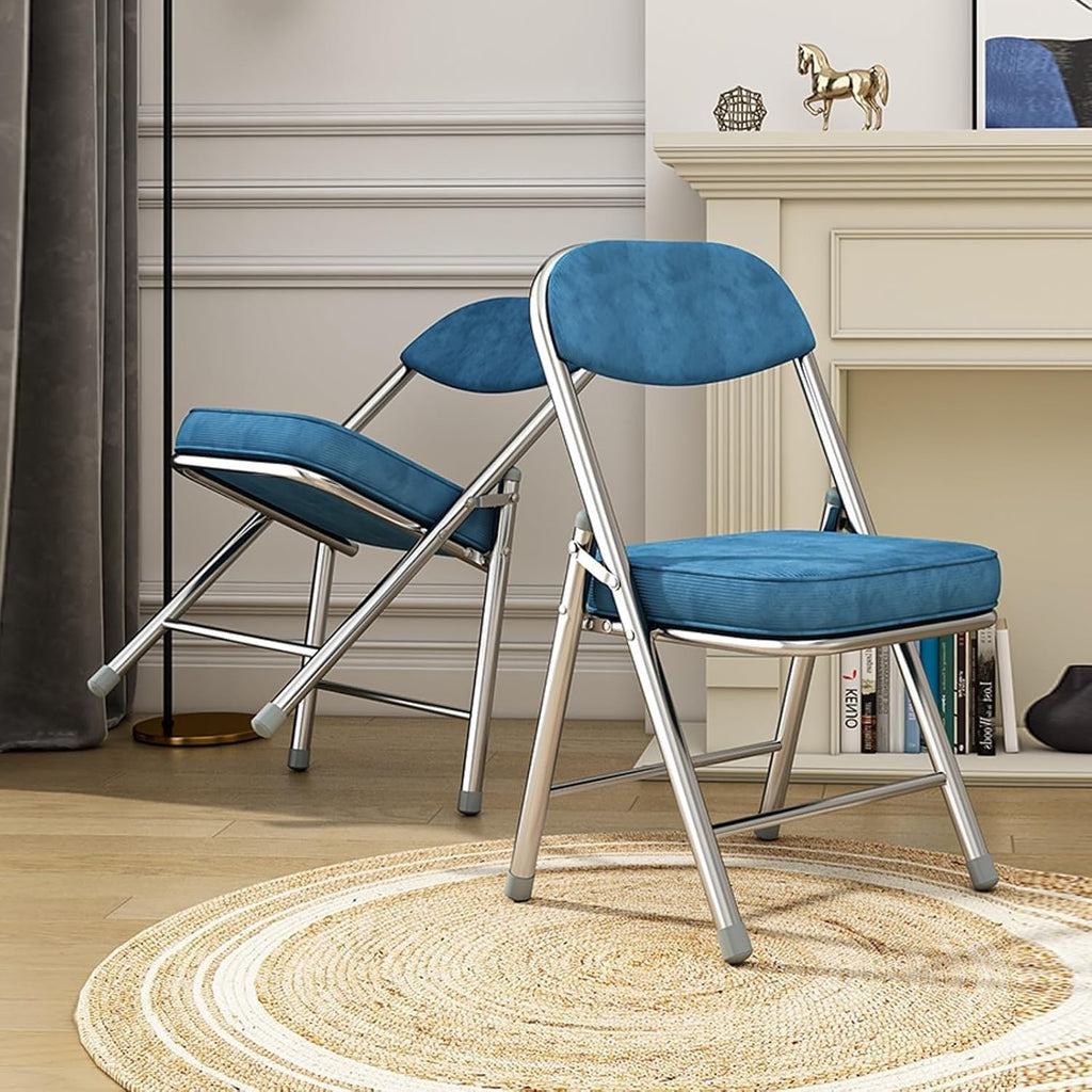 Portable Metal Fabric Padded Folding Chairs for Home, Outdoor, and Office Use with Contoured Backrest,(Red)