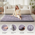 Mollydot Japanese Floor Mattress, Futon Mattress Twin Size 39"x 75", 2.5" Thicken Tatami Mattress, Portable Foldable Floor Bed, Roll Up Futon Cushion, Suitable for Camping Guest Room Dormitory (Grey)