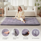 Japanese Floor Mattress, Futon Mattress Twin Size 39"x 80", 2.56" Thicken Tatami Mattress, Portable Foldable Floor Bed, Roll Up Futon Cushion, Suitable for Camping Guest Room Dormitory (Grey)