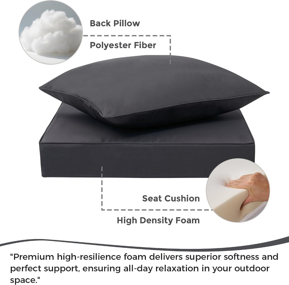 Outdoor Deep Seat Cushion Set, 24 x 24 Inch, Dark Grey