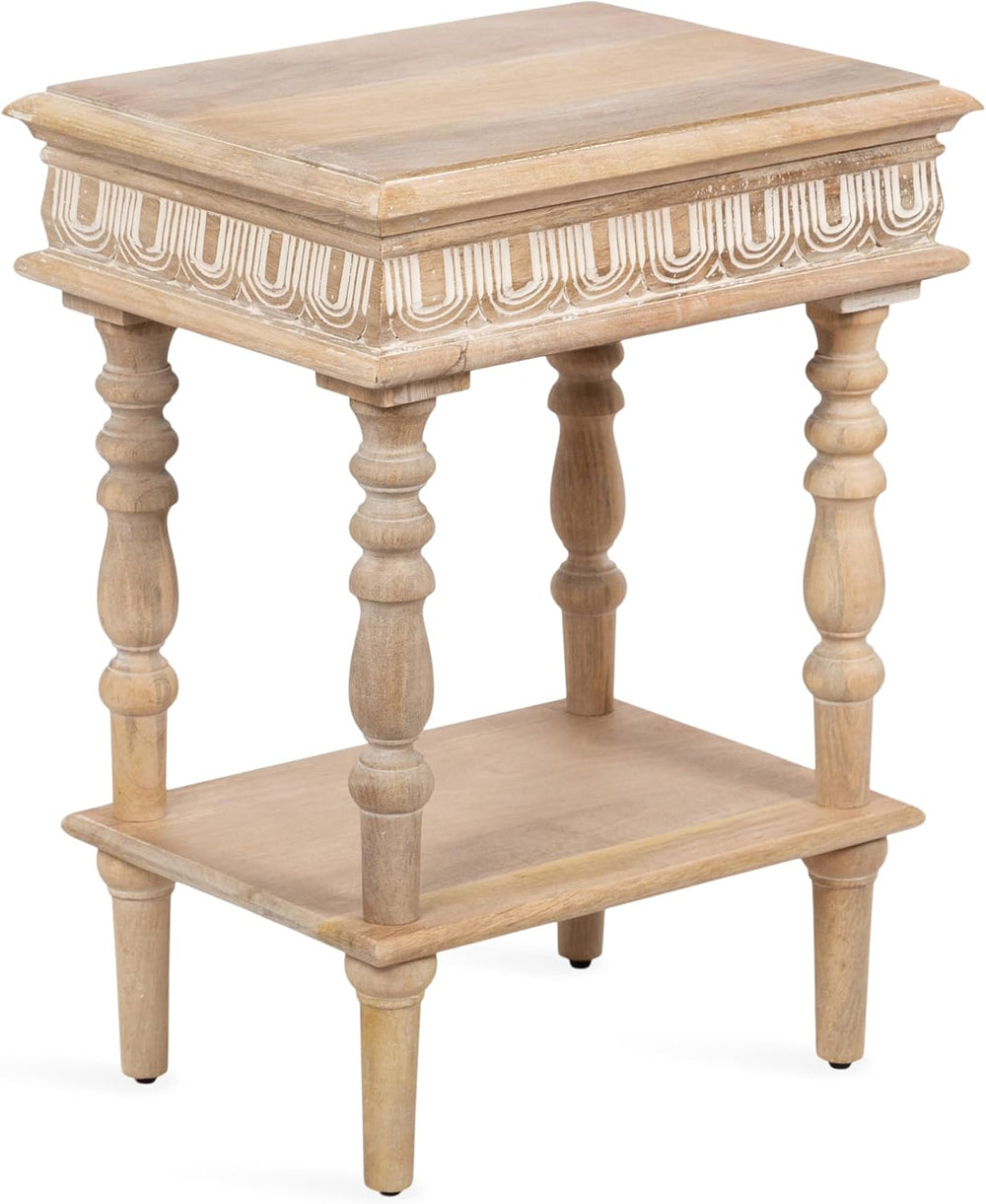Kate and Laurel Patresa Traditional Carved Wood Side Table, 18 x 14 x 24, Lig...
