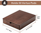 FlagShip Nespresso Vertuo Pod Drawer Storage - Elegant Wood Frame, 50 Pod Capacity