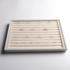 Frebeauty Stackable Velvet Jewelry Organizer Trays for Drawers Inserts Jewelry Storage Tray Display Case Earrings Bracelets Necklace Rings Accessories Trays for Women Girls(Set of 4)（Beige