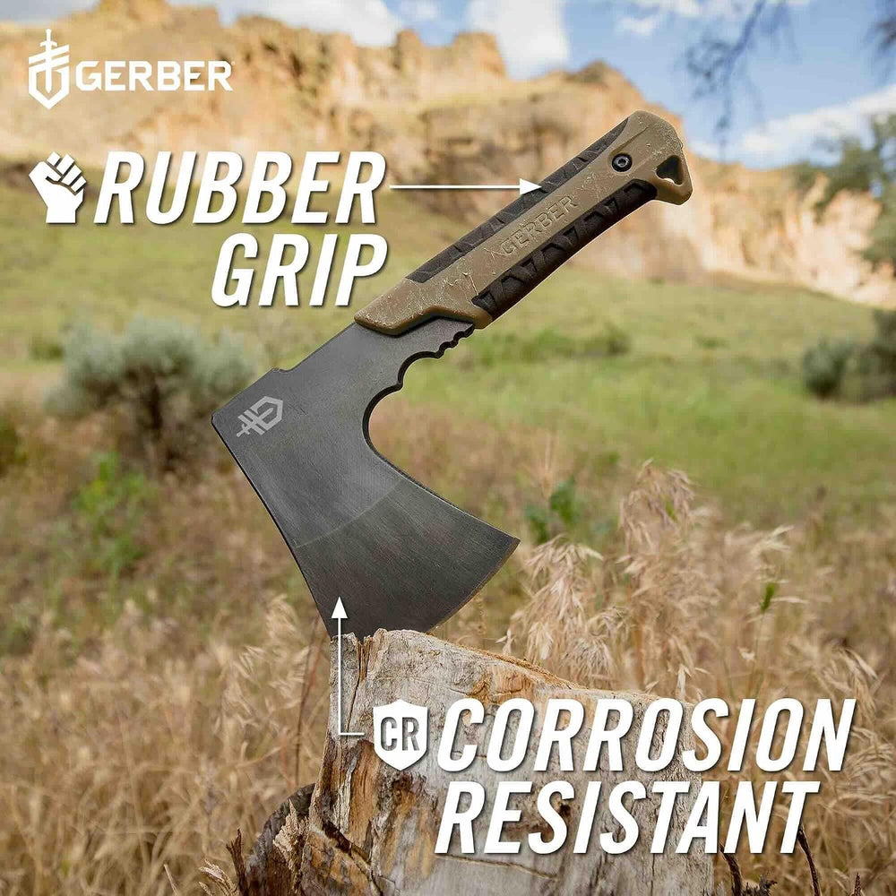 Gerber Pack Hatchet & Sheath, Mini Axe for Camping, 3.5" Blade,Coyot...
