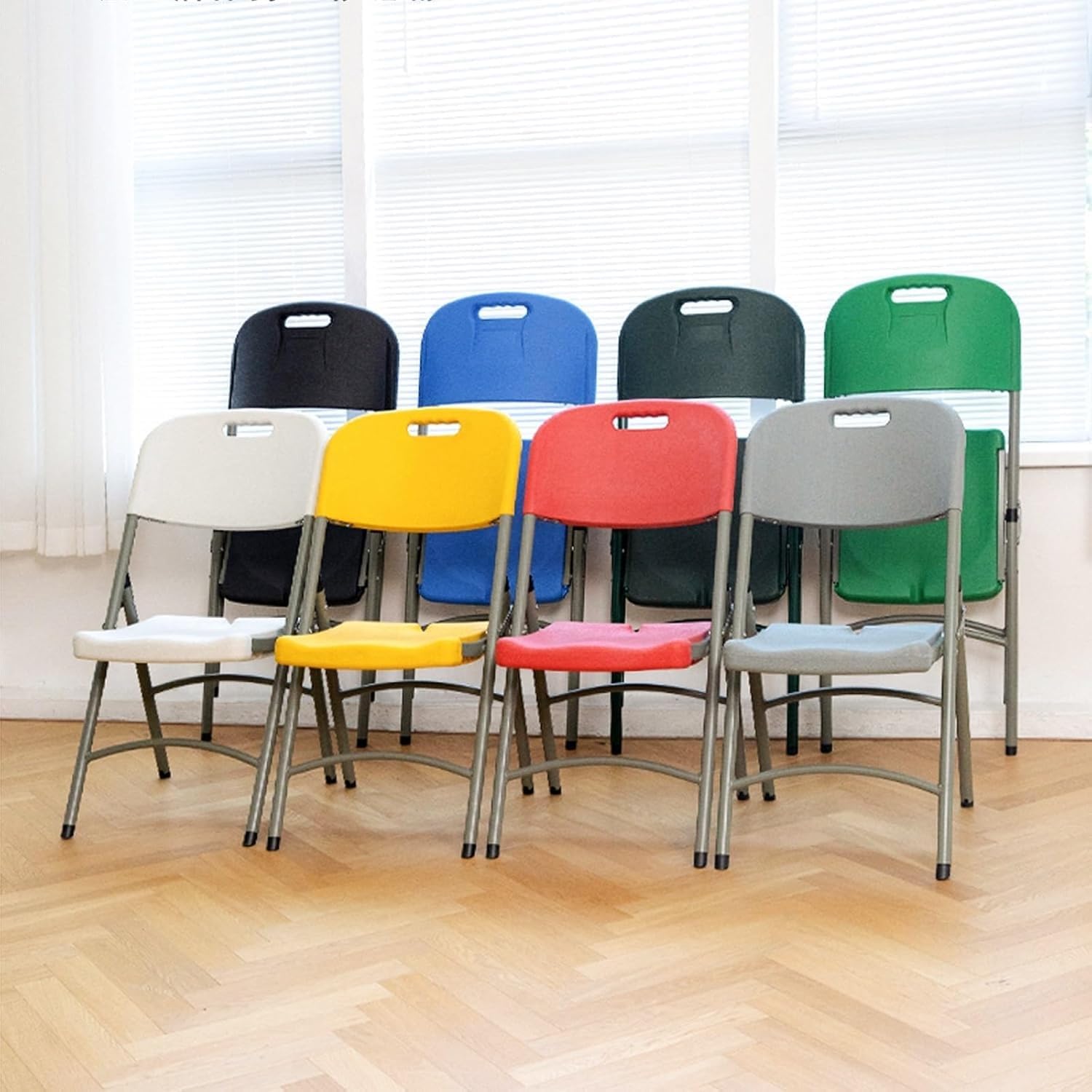 Folding Chair 4 Pack, Plastic Panel Folding Sturdy Metal Foldable, Outdoor and Indoor, for Home, Office,