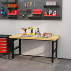 48" Work Bench, Adjustable Height Workbench, Heavy-Duty Thicker Work Table, 2000 LBS Load Capacity Workstation for Garage, Workshop, Office, Home